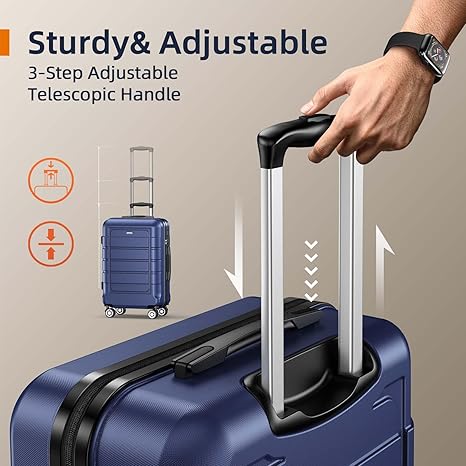 SHOWKOO Luggage Sets Expandable PC+ABS Durable Suitcase Double Wheels TSA Lock Blue - Image 3